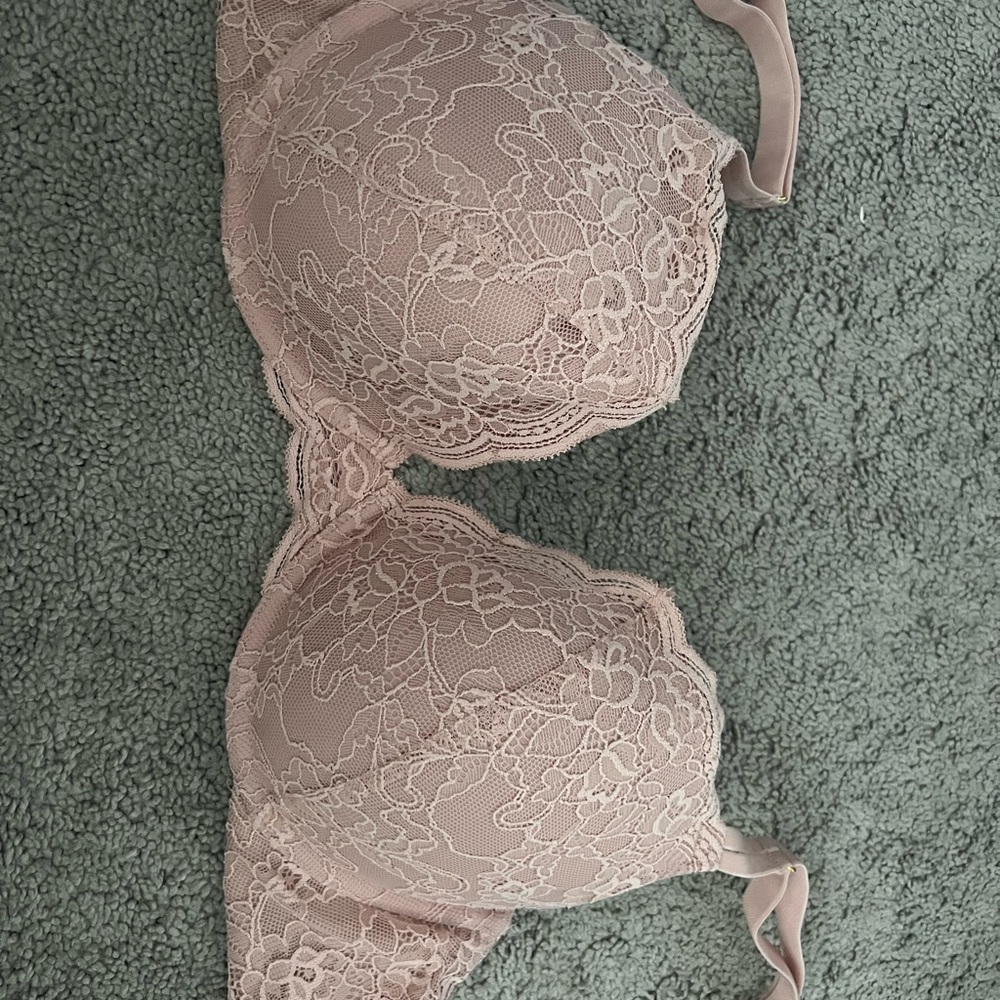 Pink Lace Underwire Bra with Sheer Panels